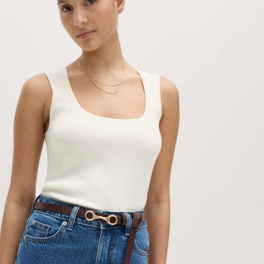M&S Square Neck Slim Fit Knitted Vest Ivory