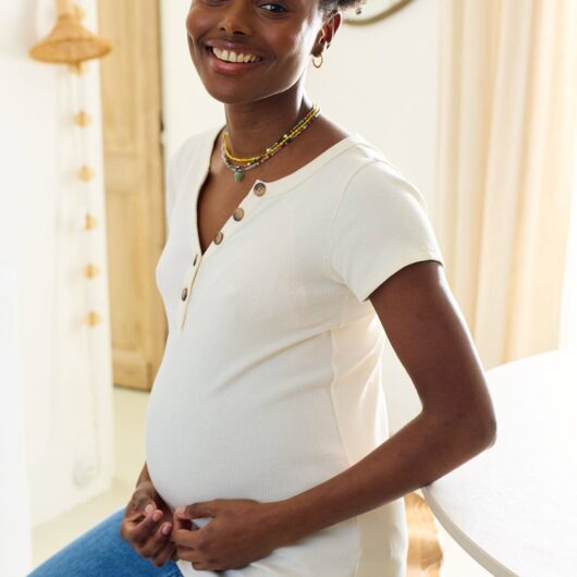 Maternity tunic-neck t-shirt ecru