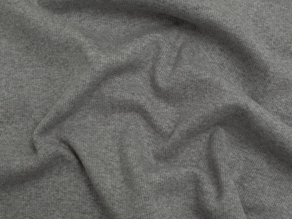 Minerva Core Range Heavy Tubular Ribbing Stretch Knit Fabric Melange Grey
