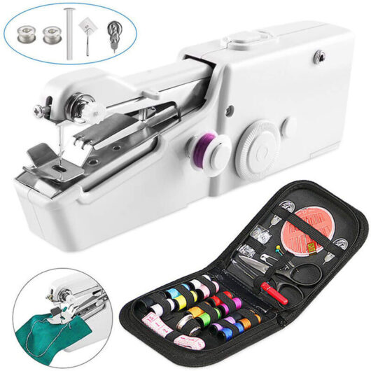 Mini Portable Sewing Machine, Handheld Sewing Machine, Quick Stitch Tool for Clothing, Curtains, Electric Handheld Sewing for Household Garments