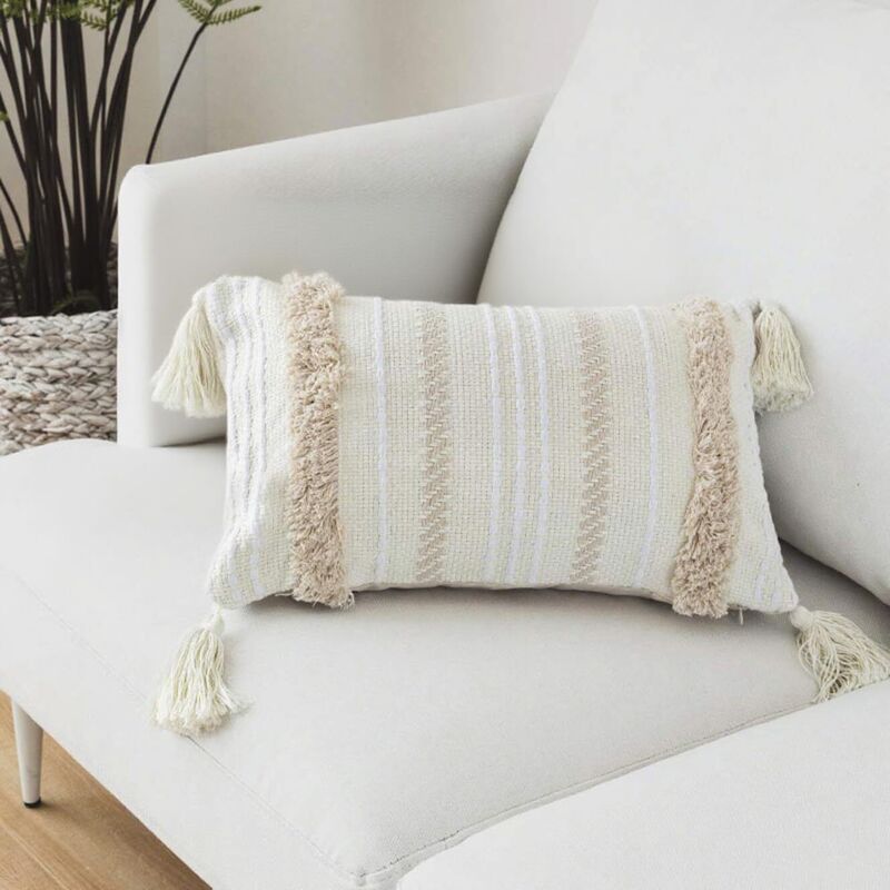 Modern cushion covers - Simple and geometric - Knitted - Decorative - Beige - For sofa and living room