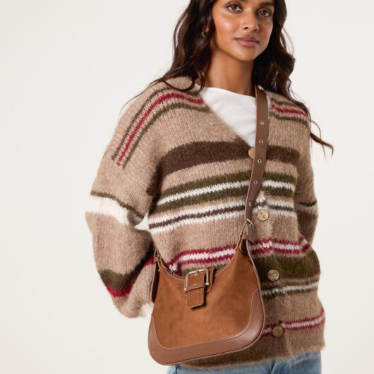 Multi Stripe Knit Cardigan - S/M / MOCHA