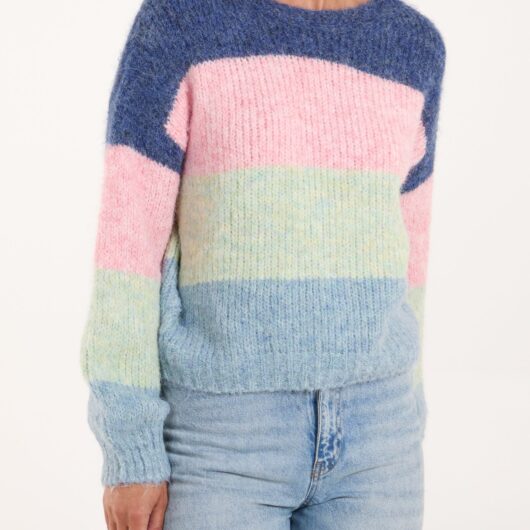 Multi Stripe Knit Jumper - M/L / DENIM