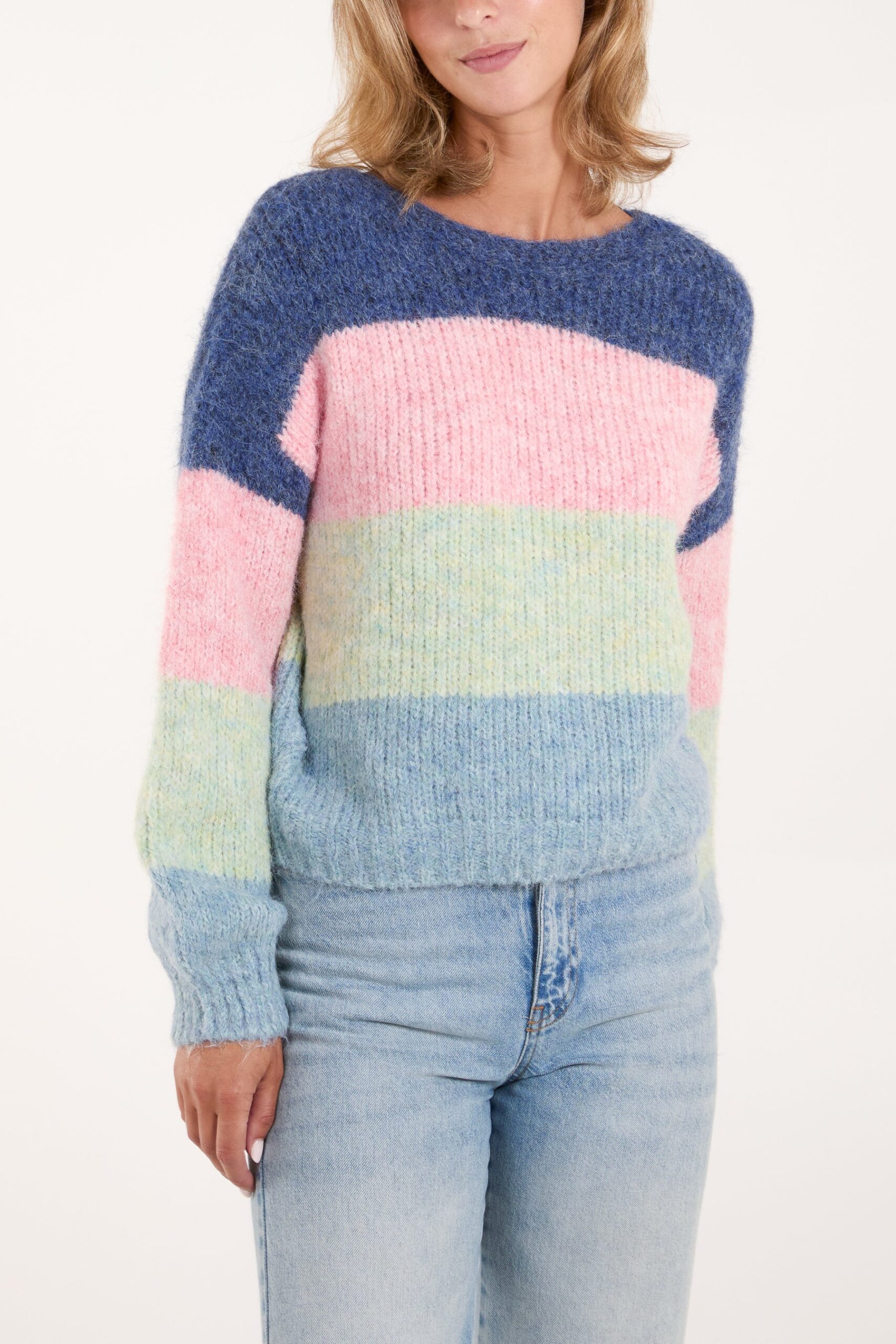 Multi Stripe Knit Jumper - M/L / DENIM