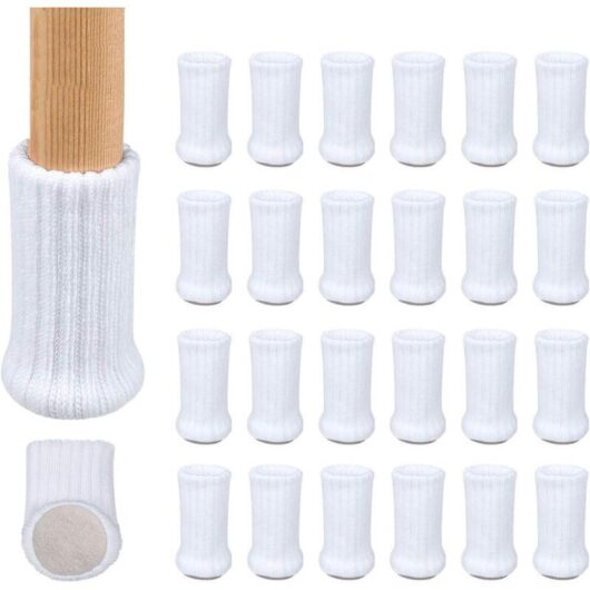 Never used] 24 Pieces Non-Slip Knitted Chair Leg Socks, Prevent Scratches and Reduce Noise, Easy to Move, White