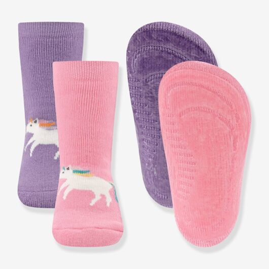 Non-slip socks SoftStep 2-pack unicorn ewers for girl sweet pink