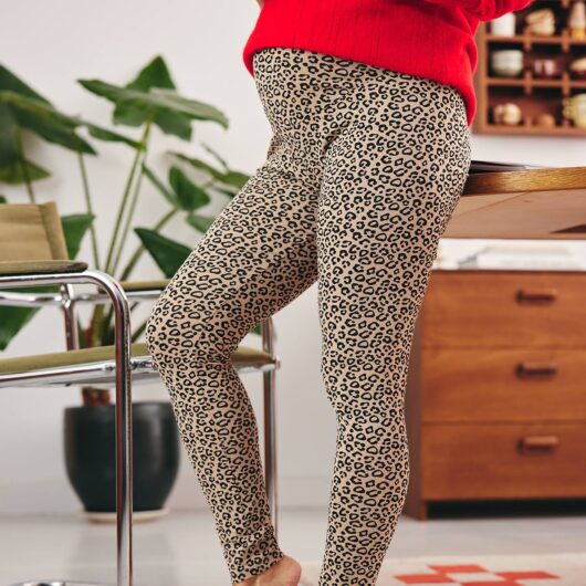 Organic Cotton Leopard Print Leggings for Maternity printed black