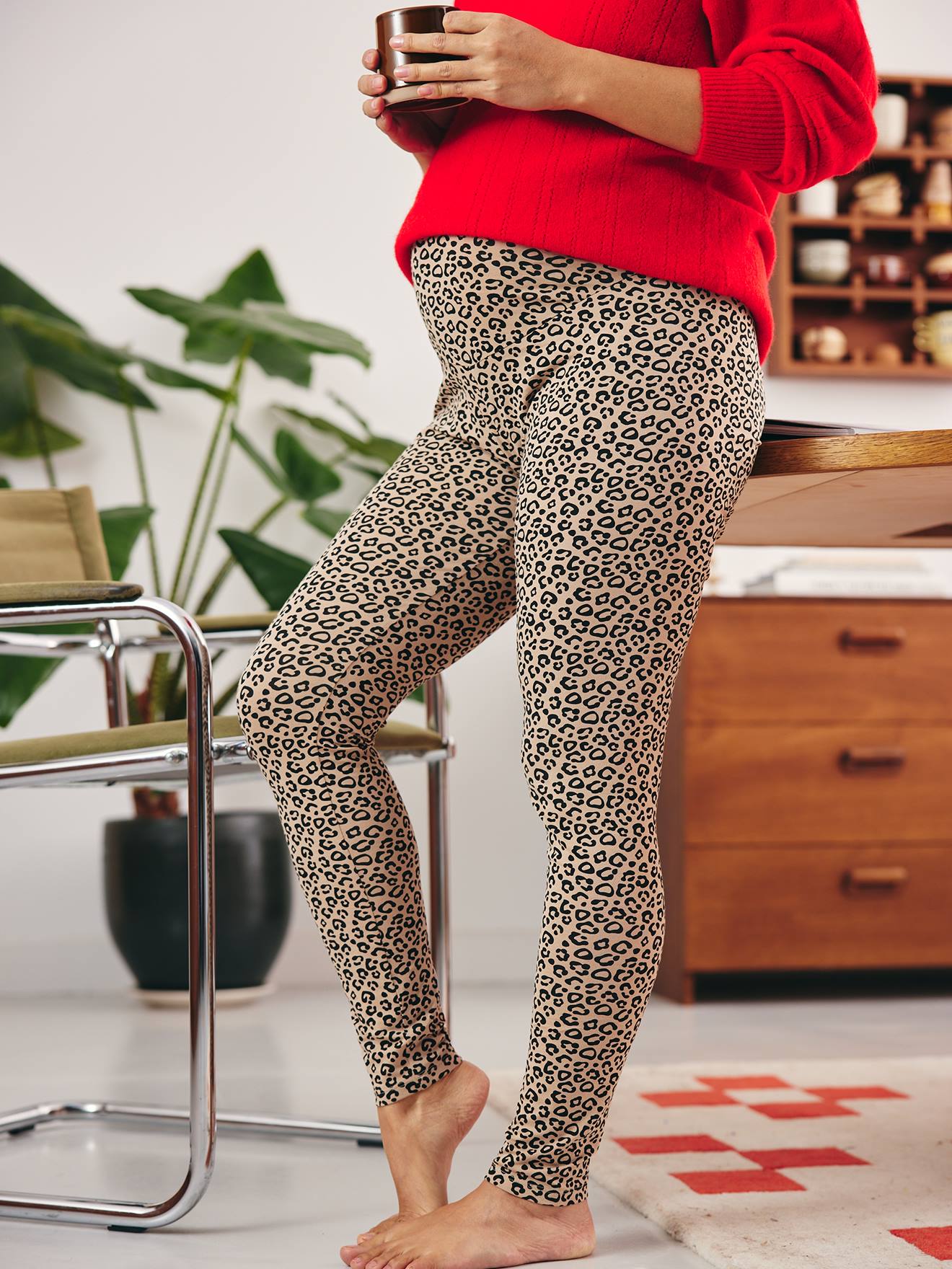 Organic Cotton Leopard Print Leggings for Maternity printed black