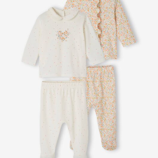 Pack of 2 Pyjamas in Jersey Knit for Babies ecru