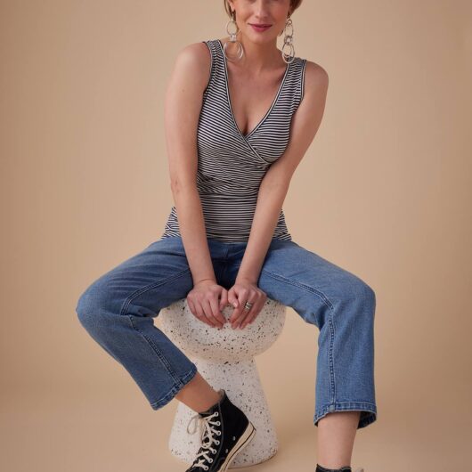 Pack of 2 Sleeveless Tops with Crossover Effect for Maternity, Fiona by ENVIE DE FRAISE navy blue