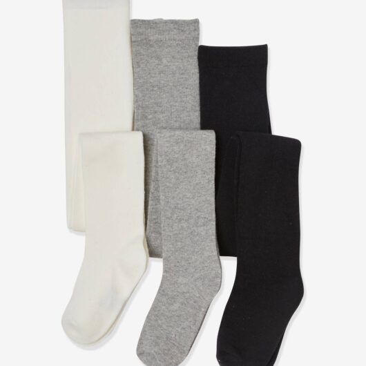 Pack of 3 Pairs of Tights for Girls grey