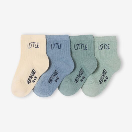 Pack of 4 Pairs of "Little" Socks for Babies pale blue