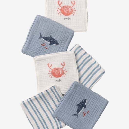 Pack of 6 Washable Wipes printed beige