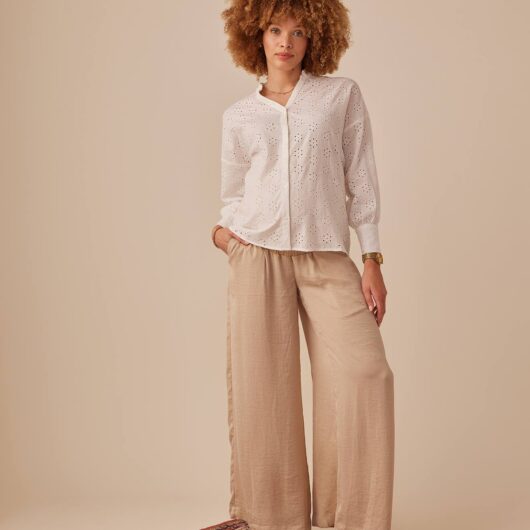 Palazzo-Style Fluid Trousers for Maternity, by ENVIE DE FRAISE sandy beige