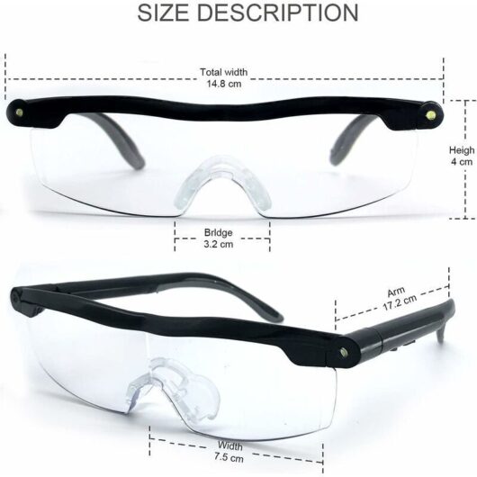 Reading Glasses - Powerful Magnifying Glass with LED Light, 160% Magnification, for Reading, All Precision Work, Repairs, Sewing, Watchmaking and