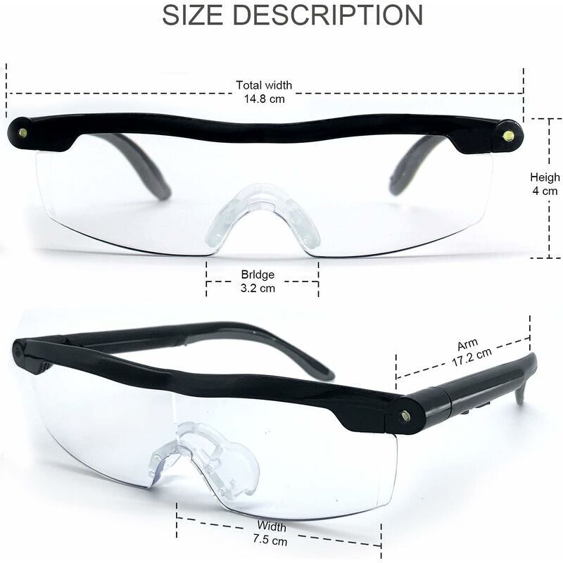 Reading Glasses - Powerful Magnifying Glass with LED Light, 160% Magnification, for Reading, All Precision Work, Repairs, Sewing, Watchmaking and