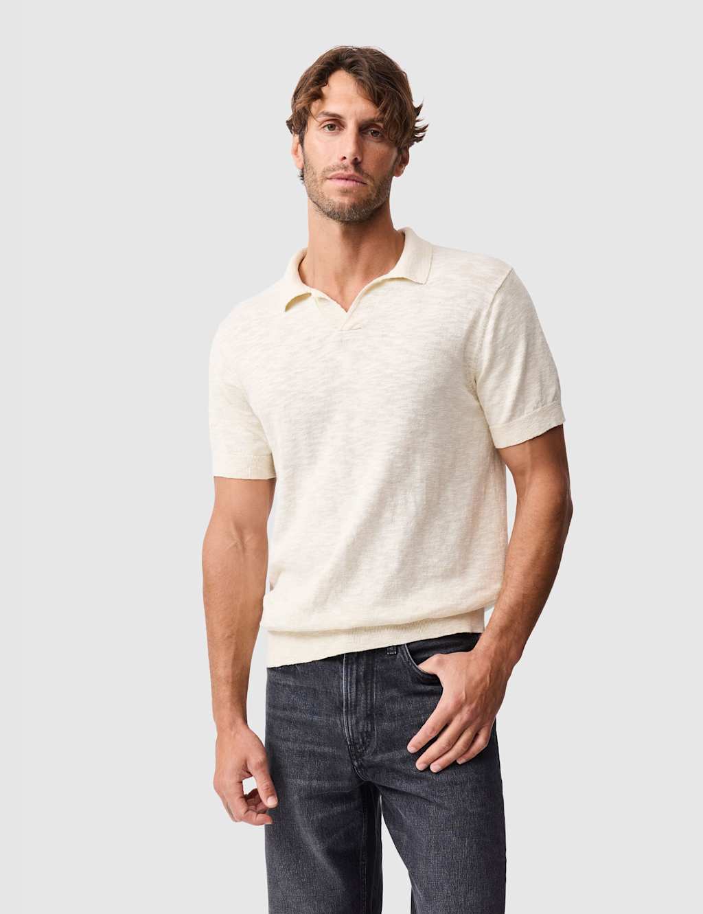 Rodd & Gunn Poison Bay Linen Blend Knitted Polo Shirt Natural