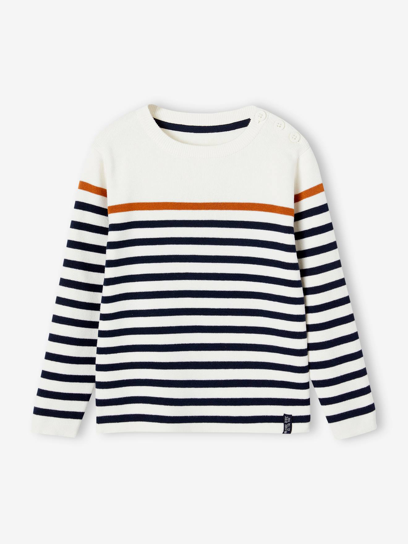 Sailor-Style Striped Jumper for Boys ecru