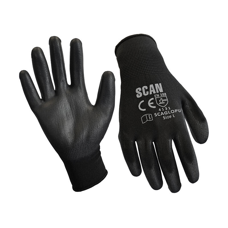 Scan - 2AYH22L-24 Black pu Coated Gloves - l Size 9 240 Pairs SCAGLOPU240