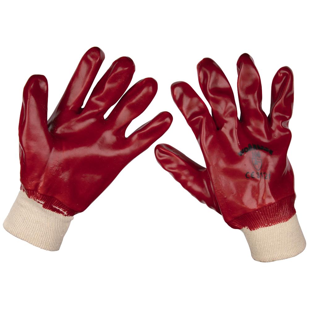 Sealey General Purpose PVC Knit Wrist Waterproof Gloves Red XL Pack of 1