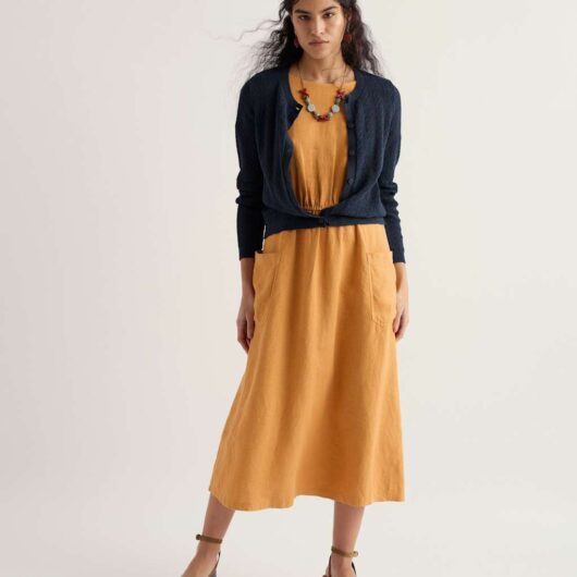 Seasalt Cornwall Pure Cotton Pointelle Relaxed Cardigan Navy