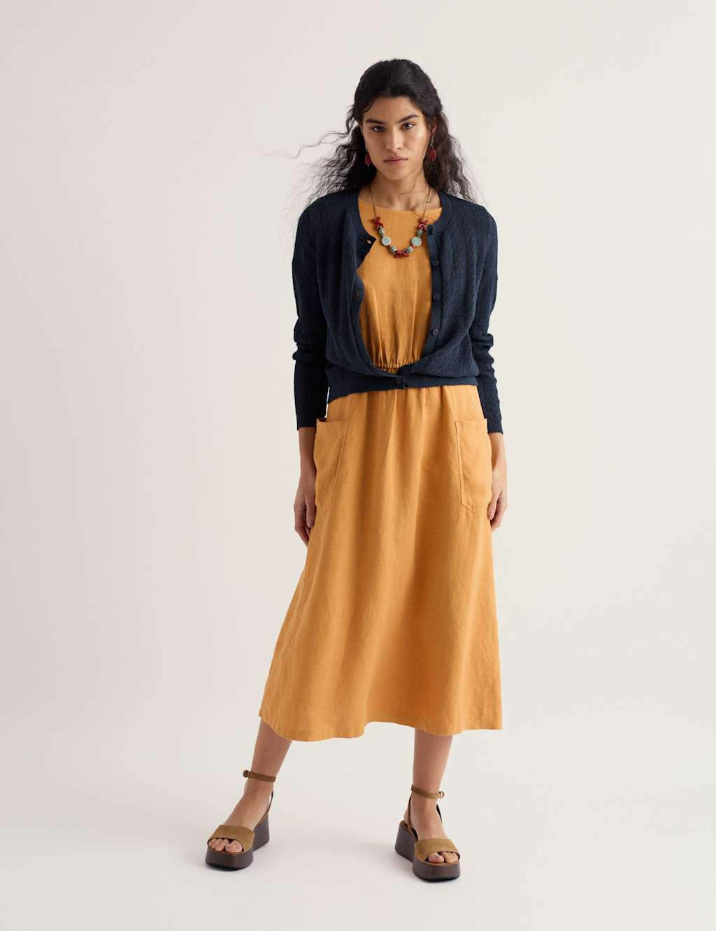 Seasalt Cornwall Pure Cotton Pointelle Relaxed Cardigan Navy