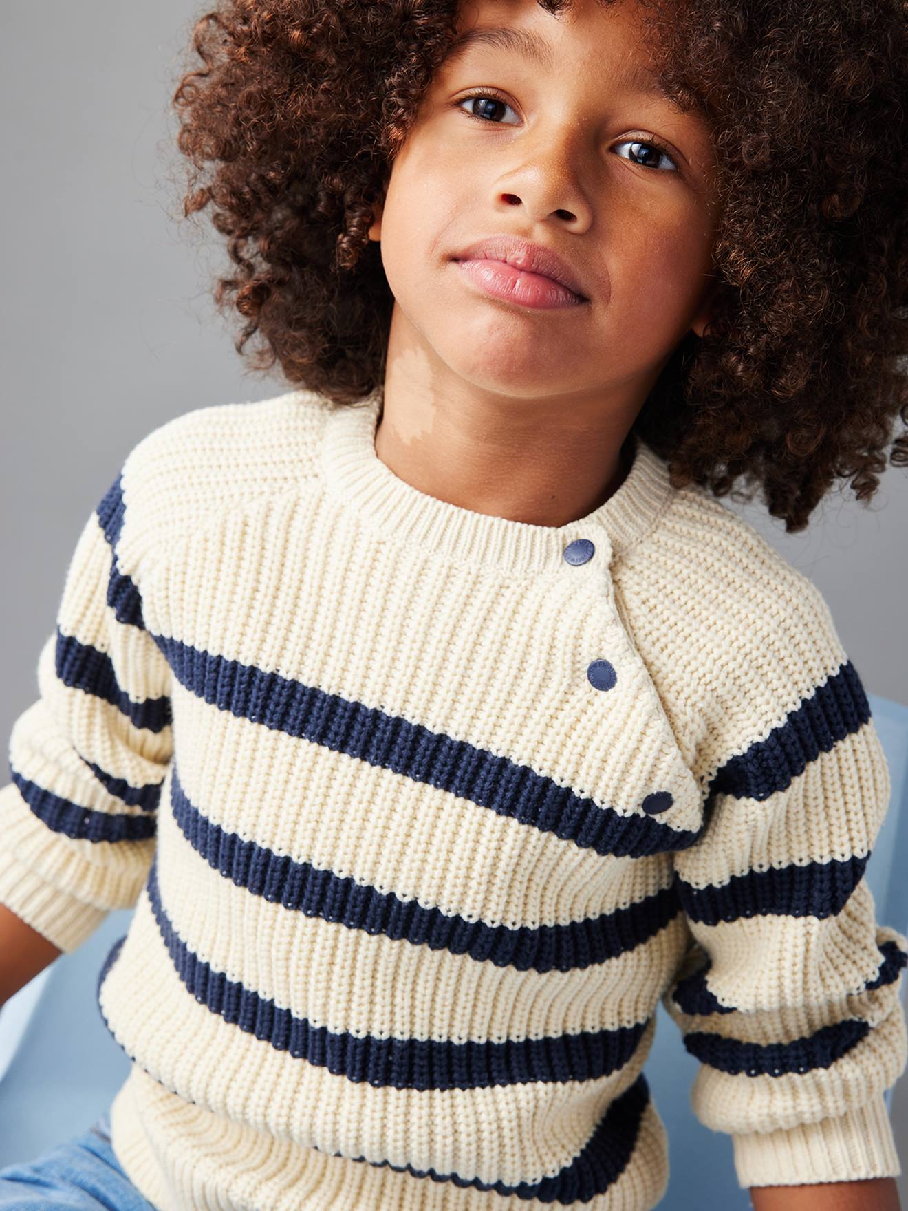 Striped Top for Boys ecru
