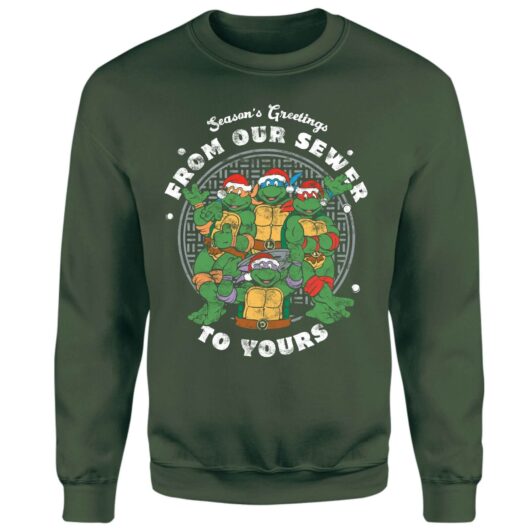 Teenage Mutant Ninja Turtles Sewer Season's Greetings Christmas Jumper - Green - XS