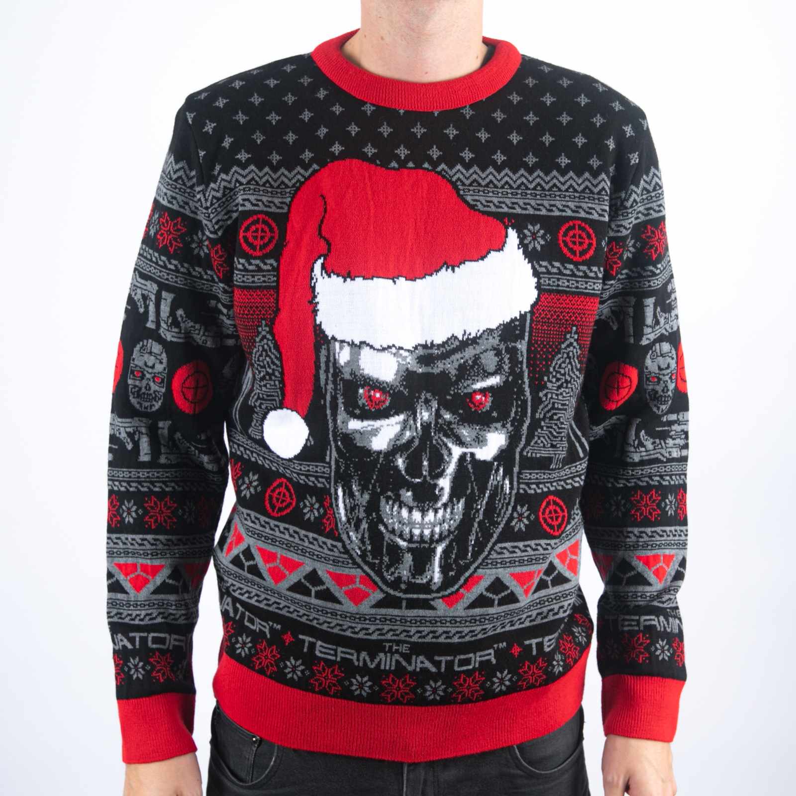 Terminator I'll Be Back... With Presents Knitted Christmas Jumper - M