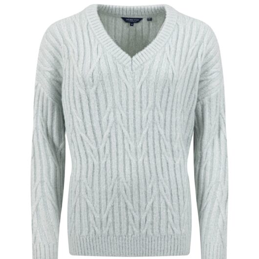 Weird Fish Ambius Cable Knit Sparkle Jumper Cool Mist Size 12
