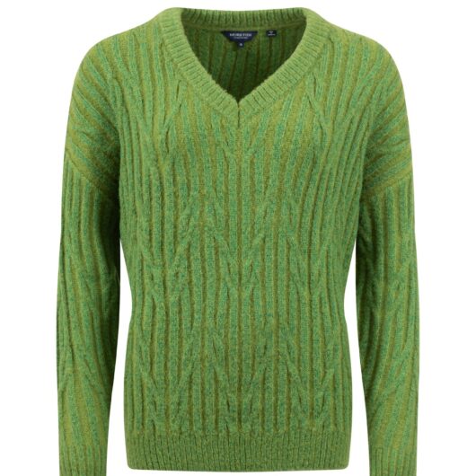 Weird Fish Ambius Cable Knit Sparkle Jumper Woodbine Size 10