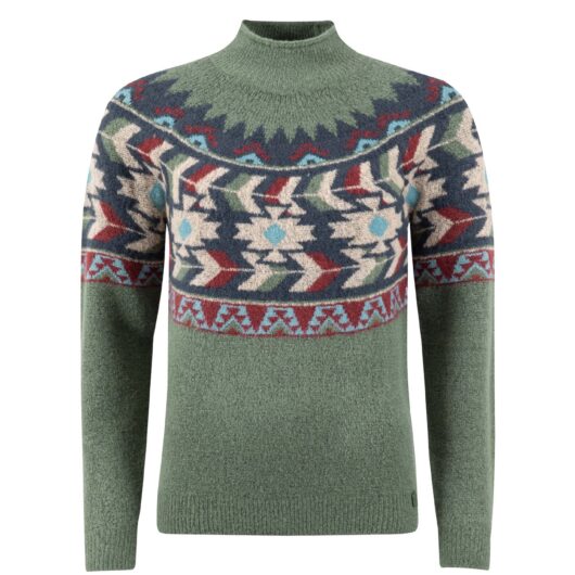 Weird Fish Arelia Ikat Knitted Jumper Army Green Size 10