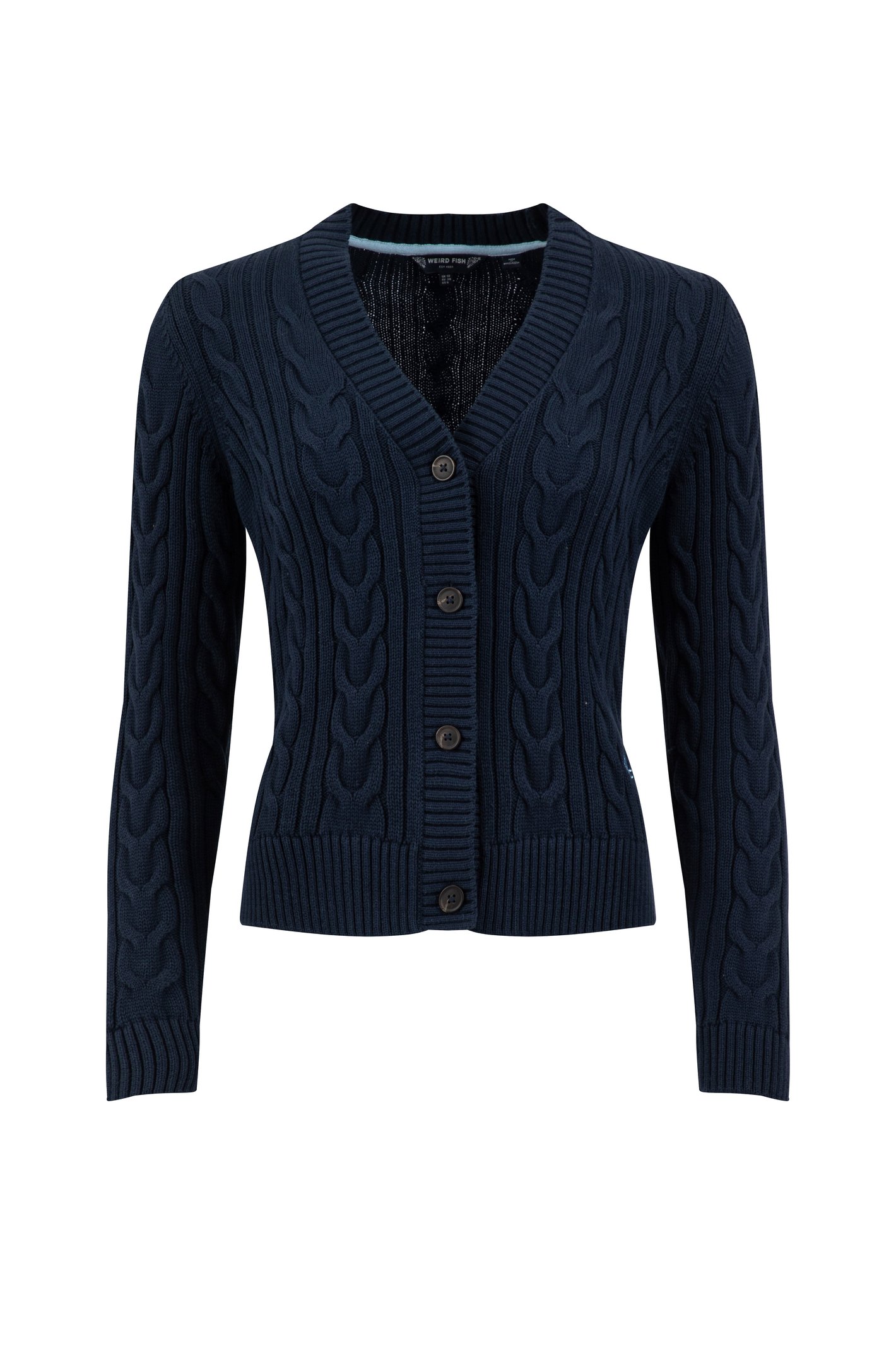 Weird Fish Constance Cable Knit Cardigan Navy Size 20