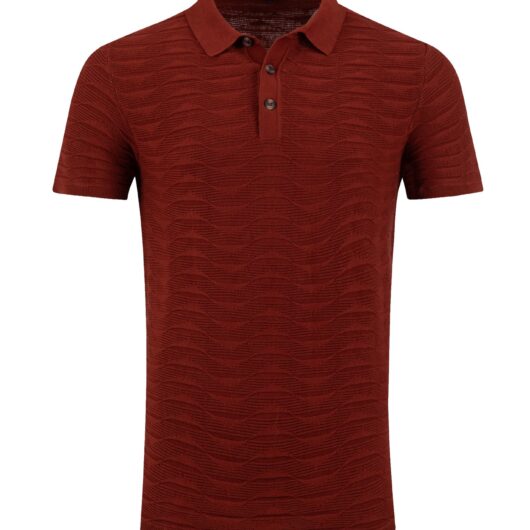 Weird Fish Emmet Trophy Neck Knitted Polo Shirt Coconut Shell Size 2XL