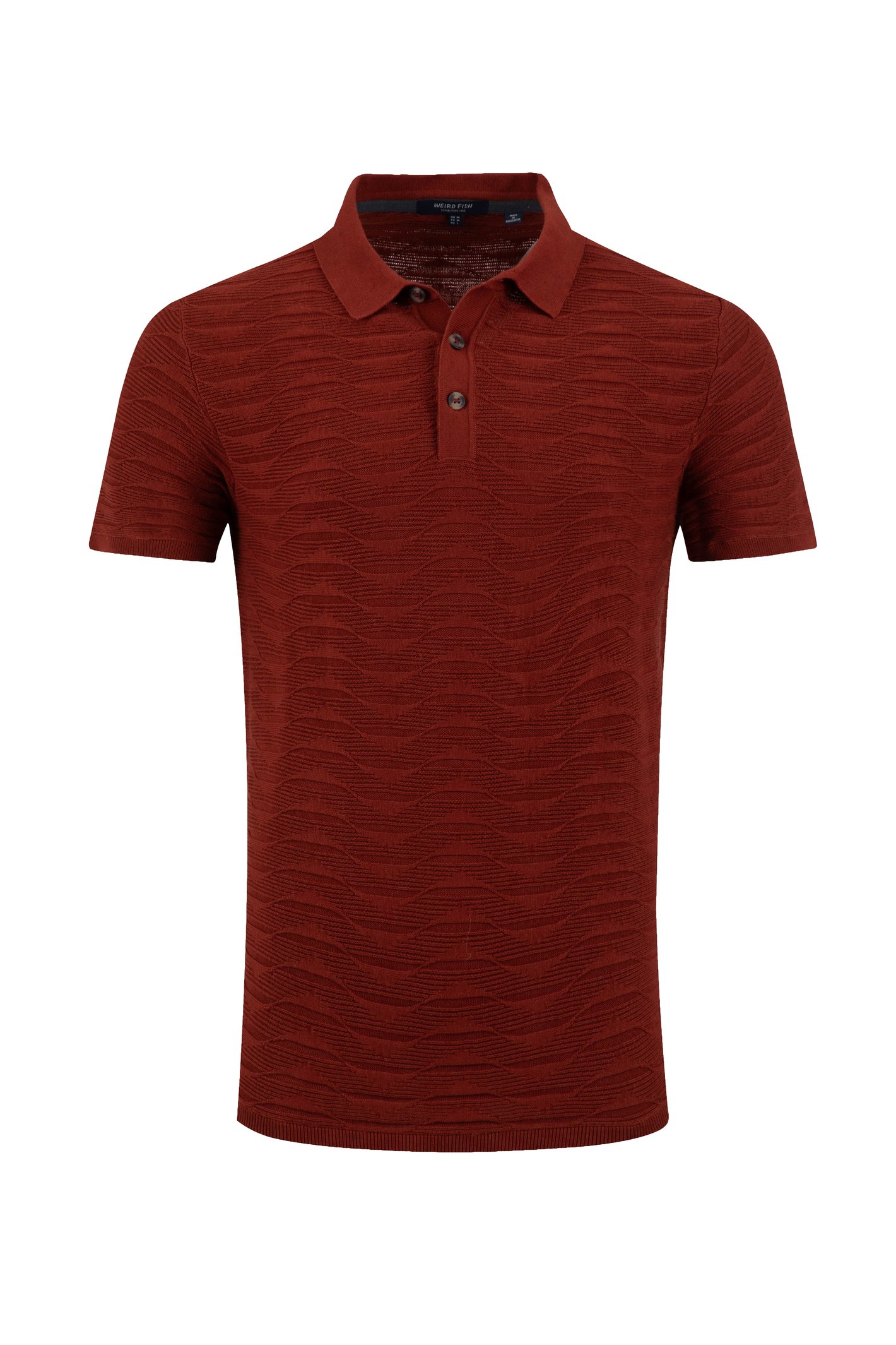 Weird Fish Emmet Trophy Neck Knitted Polo Shirt Coconut Shell Size 2XL