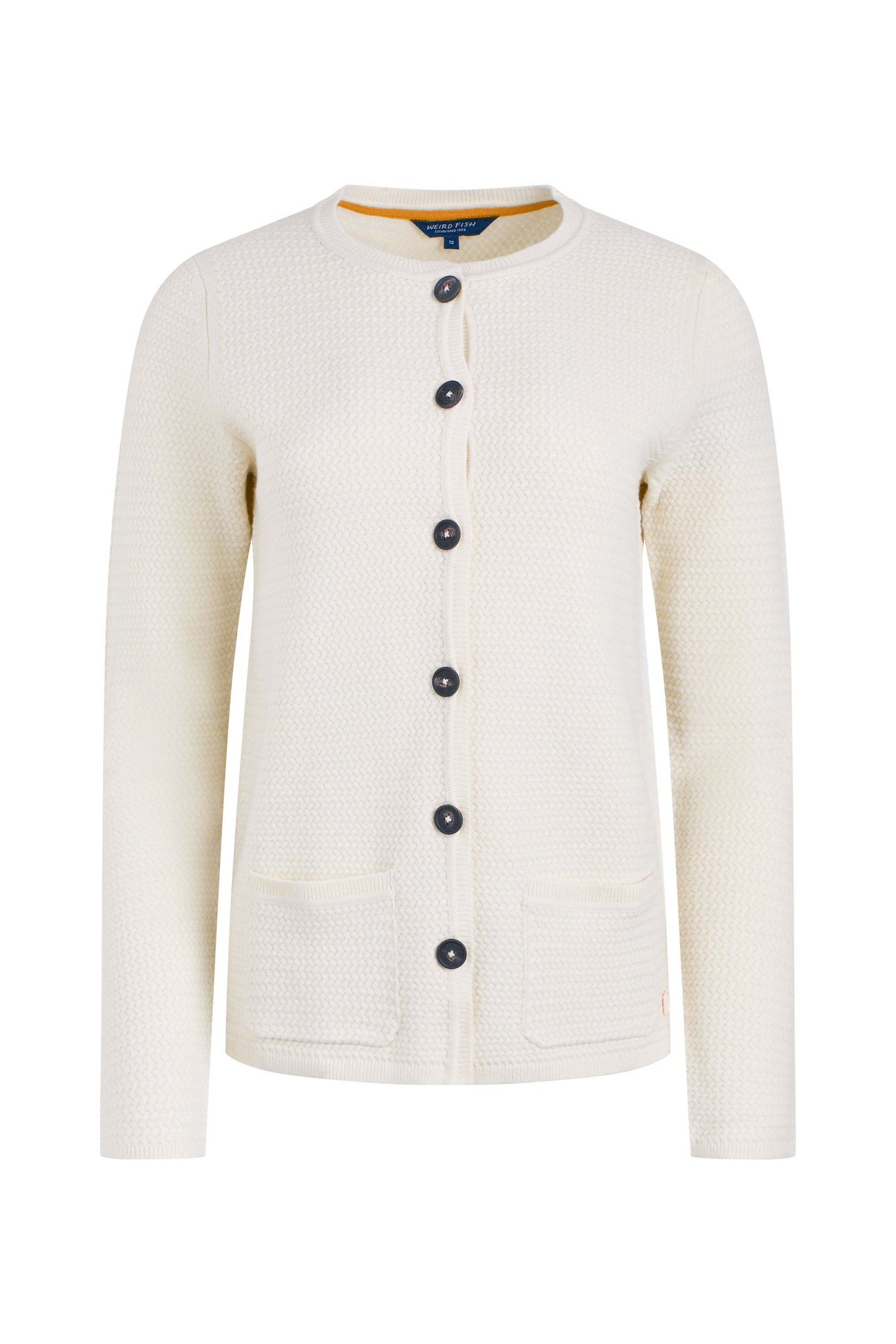Weird Fish Hayley Knitted Cardigan Chalk Size 8