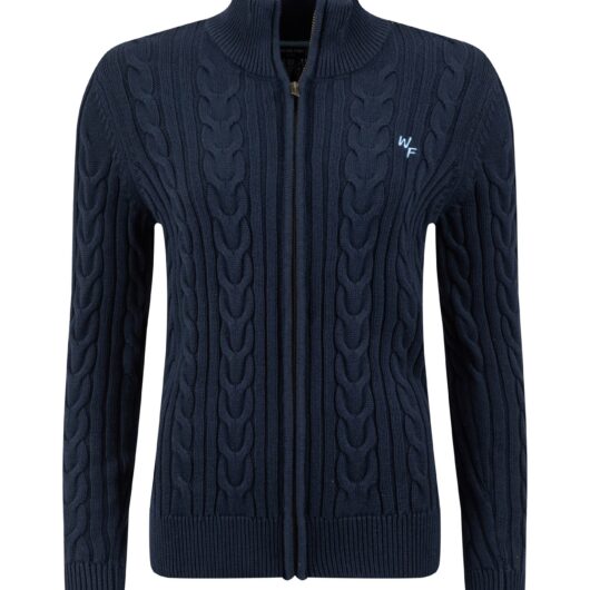 Weird Fish Lunenne Full Zip Cable Knit Navy Size 10
