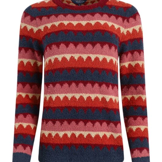 Weird Fish Tyla Cosy Knit Scalloped Jumper Antique Cherry Size 20
