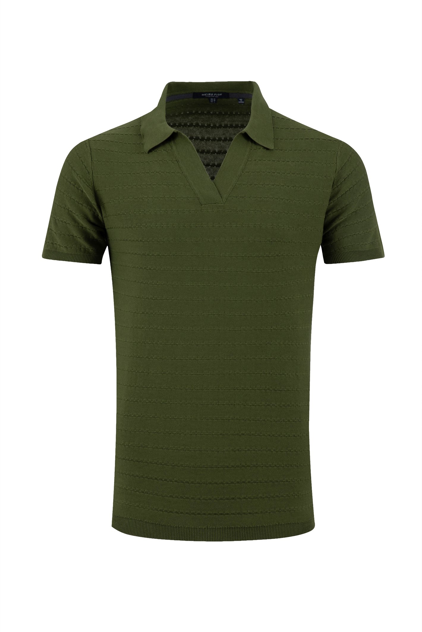 Weird Fish Tyne Trophy Neck Knitted Polo Shirt Ginko Green Size 2XL