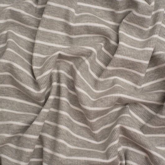 Yarn Dyed Heavy Cotton Rib Stretch Knit Fabric Cloud Grey