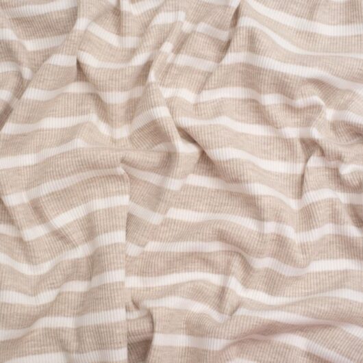Yarn Dyed Heavy Cotton Rib Stretch Knit Fabric Ecru