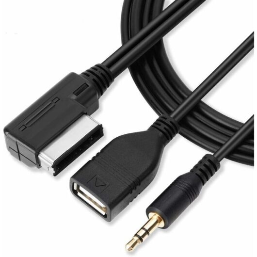 1 USB + AUX adapter cable, dual AMI/MDI interface, fast charging and 3.5mm audio, compatible with Audi A6L A4L Q7 A3 A5 S5 Q5