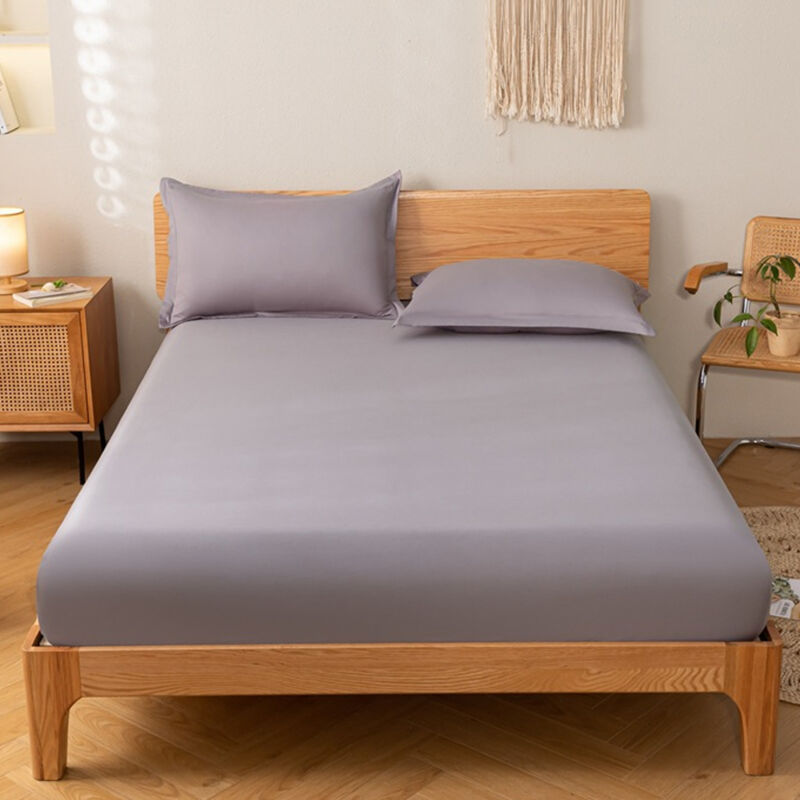 1 fitted cotton sheet 150x190 cm, high-quality elastic, heather grey, for a double bed, adult bedroom