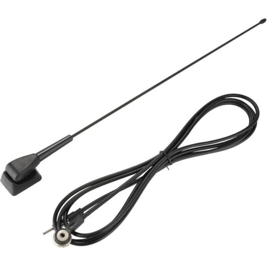 1 roof antenna, one-piece black front mast with 2.7m cable, antenna base compatible with Peugeot 106 to 406 and Partner/Expert