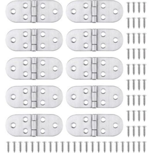10 Stainless Steel Hinge and Screws, Easy and Solid Mounting, for Folding Table, Cabinet Door, Hatch, Boat/House Window