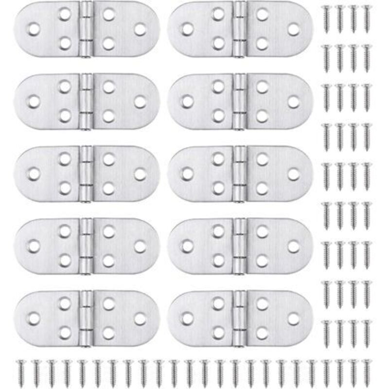 10 Stainless Steel Hinge and Screws, Easy and Solid Mounting, for Folding Table, Cabinet Door, Hatch, Boat/House Window