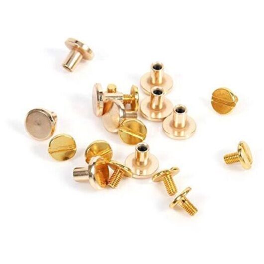 10 sets of 5/6.5/8 mm brass rivets for leather belts, flat head screws, brass stud head rivets for decorative leather trims (8 mm)