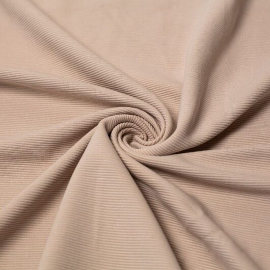 100% Cotton Ottoman Rib Stretch Knit Fabric Beige