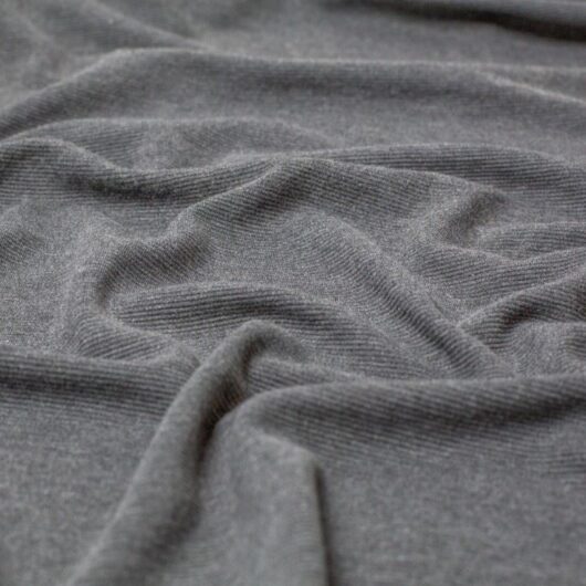 100% Cotton Ottoman Rib Stretch Knit Fabric Dark Grey