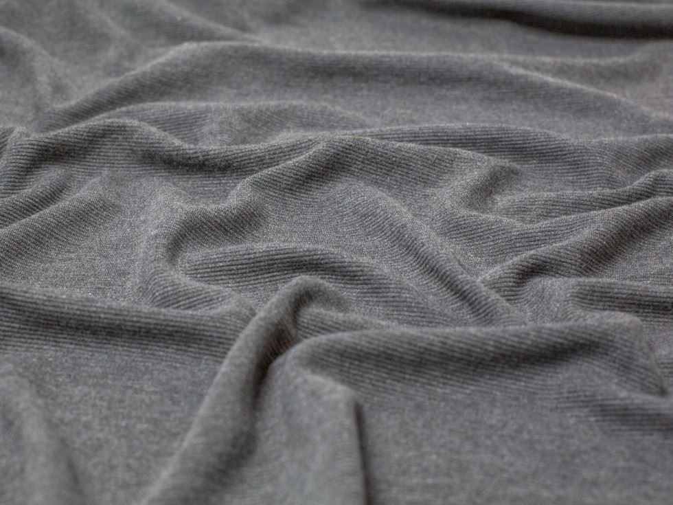 100% Cotton Ottoman Rib Stretch Knit Fabric Dark Grey
